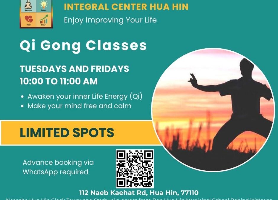 Tuesday, Jan 6, 10:00 to 11:00 am, Qi Gong Class (book to attend)