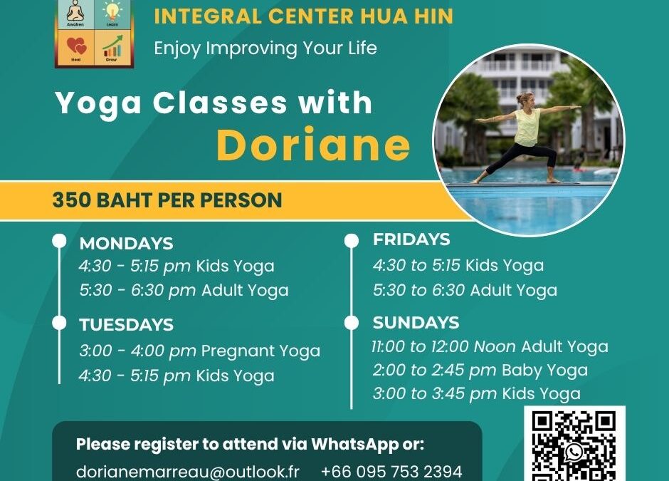 Mondays, Tuesdays, Fridays, and Sundays Yoga with Doriane