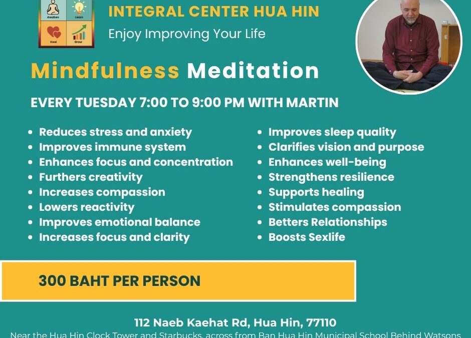 Tuesday, November 18, 7:00 to 9:00 pm Mindfulness Meditation and Insight Talk with Martin
