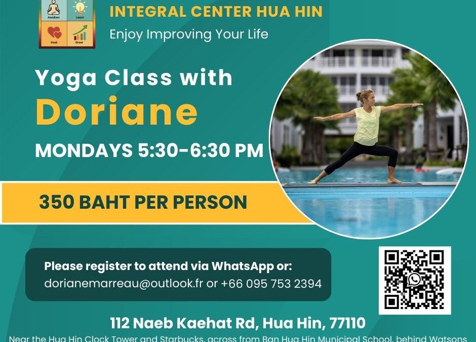 Mondays 5:30 to 6:30 pm Adult Yoga with Doriane