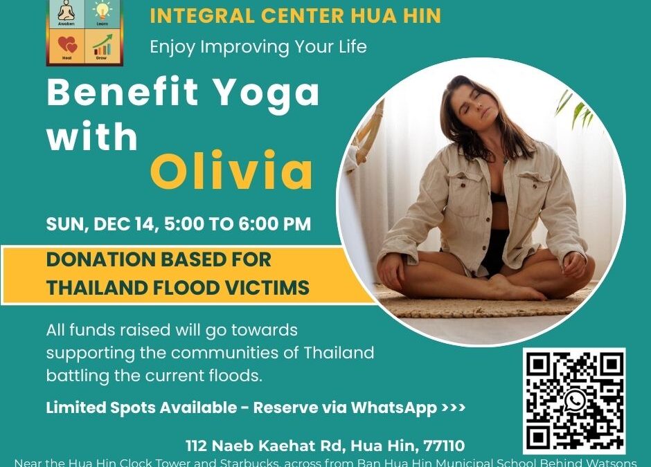Sunday, Dec. 14, 5:00 to 6:00 PM – Benefit Flow Yoga Class with Olivia for Flood Victims
