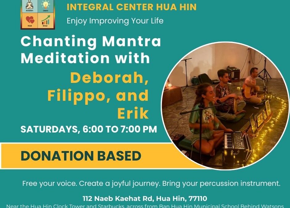 Saturday, January 3, 6:00 to 7:00 pm Chanting Mantra Meditation with Deborah, Filippe, and Erik